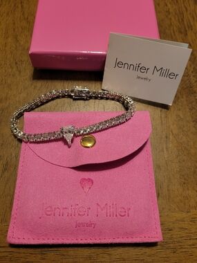 Diamonique x Jennifer Miller SIGNATURE HEART Tennis Bracelet,Sterling Silver